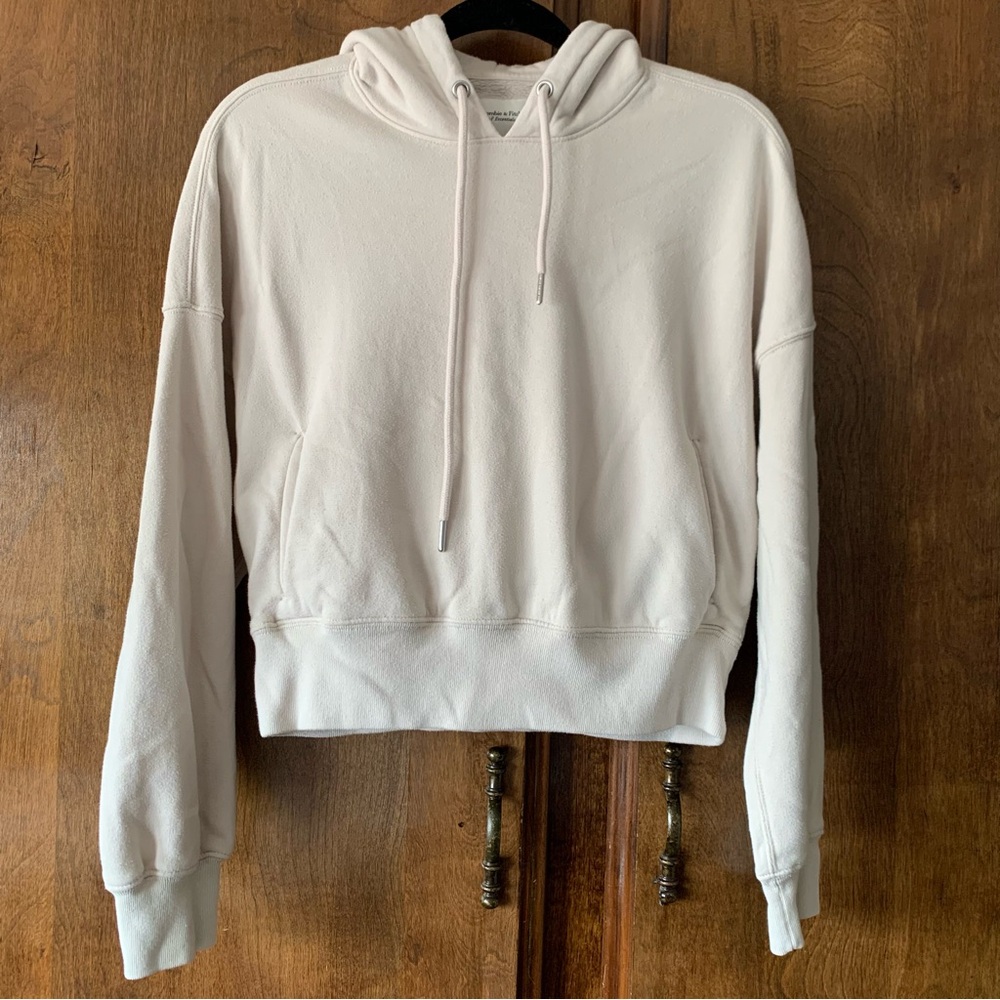 Abercrombie & Fitch Cream Hooded Pullover Sweatshirt